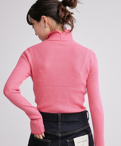 CIAOPANIC TYPY（チャオパニックティピー）の「□【新色追加】アンチピリングボーダー配色ステッチタートルニット（ニット/セーター・レディース・オフホワイト/サックスブルー/ピンク/グレー系その他/グレー/ネイビー/パープル・ONE SIZE）」の12枚目の写真