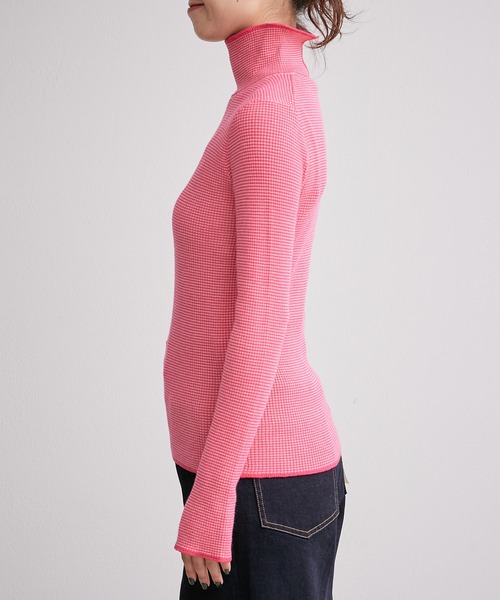 CIAOPANIC TYPY（チャオパニックティピー）の「□【新色追加】アンチピリングボーダー配色ステッチタートルニット（ニット/セーター・レディース・オフホワイト/サックスブルー/ピンク/グレー系その他/グレー/ネイビー/パープル・ONE SIZE）」の13枚目の写真