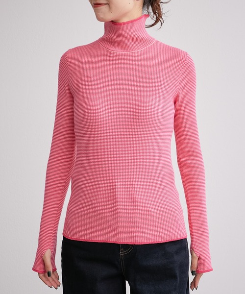 CIAOPANIC TYPY（チャオパニックティピー）の「□【新色追加】アンチピリングボーダー配色ステッチタートルニット（ニット/セーター・レディース・オフホワイト/サックスブルー/ピンク/グレー系その他/グレー/ネイビー/パープル・ONE SIZE）」の19枚目の写真