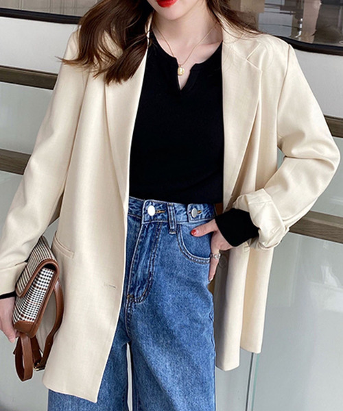 Girly Doll（ガーリードール）の「キーネックプルオーバー（ニット/セーター・レディース・ホワイト/ブラック/ベージュ/ピンク/オレンジ/ブルー/アイボリー/ライトグレー/ピンクベージュ/パープル/ブラウン/キャメル/グリーン・FREE）」の16枚目の写真