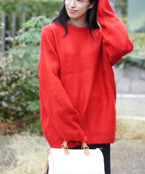 TOWNCRAFT（タウンクラフト）の「TOWN CRAFT/タウンクラフト SHAGGY SOLID CREW SWEATERシャギーソリッドクルーセーターユニセックス（ニット/セーター・メンズ・ホワイト/チャコールグレー/ライトグレー/ブラック/ネイビー/レッド/グリーン・MEDIUM/LARGE）」の7枚目の写真