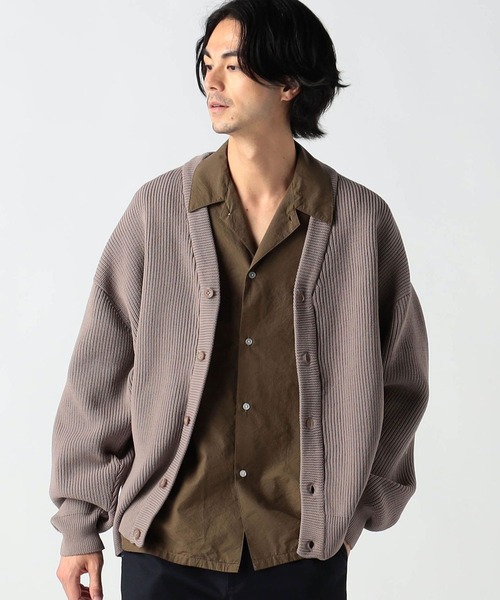 Grand PARK（グランドパーク）の「テクスチャードヤーン片畦カーディガン（カーディガン/ボレロ・メンズ・ベージュ/ブラウン/ライトグレー/ダークグリーン・MEDIUM/LARGE）」の2枚目の写真