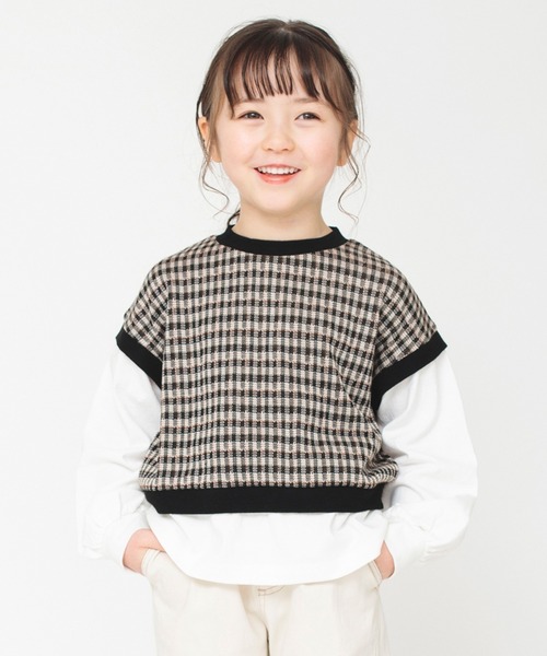 BRANSHES(ブランシェス)の「ベスト重ね着風デザイン長袖Tシャツ ロンT<br>(Tシャツ/カットソー・キッズ・ピンク/ブラック・120/140/100/90/130/110/150)」の6枚目の写真