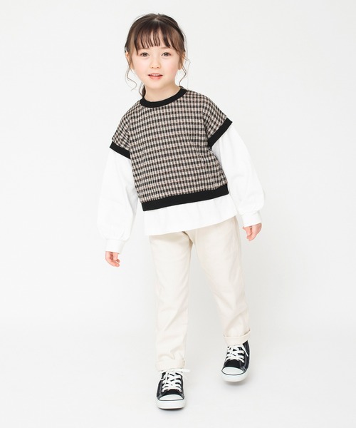 BRANSHES(ブランシェス)の「ベスト重ね着風デザイン長袖Tシャツ ロンT<br>(Tシャツ/カットソー・キッズ・ピンク/ブラック・120/140/100/90/130/110/150)」の5枚目の写真