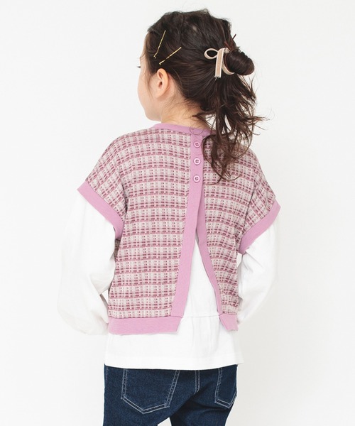 BRANSHES(ブランシェス)の「ベスト重ね着風デザイン長袖Tシャツ ロンT<br>(Tシャツ/カットソー・キッズ・ピンク/ブラック・120/140/100/90/130/110/150)」の11枚目の写真