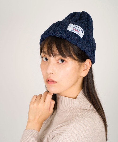 HIGHLAND 2000（ハイランドトゥーサウザンド）の「【HIGHLAND 2000/ハイランド2000】ボブキャップ　ケーブル編み　ニット帽　100％ウール（ニットキャップ/ビーニー・レディース・ホワイト/ブラック/ダークグリーン/ベージュ/ネイビー/ブラウン/インディゴブルー/ダークグレー/ブラック×ホワイト/ブルー系その他/ライトブラック/ライトベージュ・FREE）」の12枚目の写真