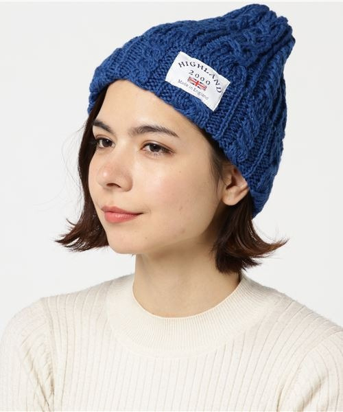 HIGHLAND 2000（ハイランドトゥーサウザンド）の「【HIGHLAND 2000/ハイランド2000】ボブキャップ　ケーブル編み　ニット帽　100％ウール（ニットキャップ/ビーニー・レディース・ホワイト/ブラック/ダークグリーン/ベージュ/ネイビー/ブラウン/インディゴブルー/ダークグレー/ブラック×ホワイト/ブルー系その他/ライトブラック/ライトベージュ・FREE）」の11枚目の写真