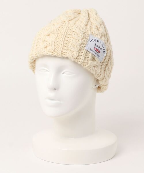 HIGHLAND 2000（ハイランドトゥーサウザンド）の「【HIGHLAND 2000/ハイランド2000】ボブキャップ　ケーブル編み　ニット帽　100％ウール（ニットキャップ/ビーニー・レディース・ホワイト/ブラック/ダークグリーン/ベージュ/ネイビー/ブラウン/インディゴブルー/ダークグレー/ブラック×ホワイト/ブルー系その他/ライトブラック/ライトベージュ・FREE）」の14枚目の写真