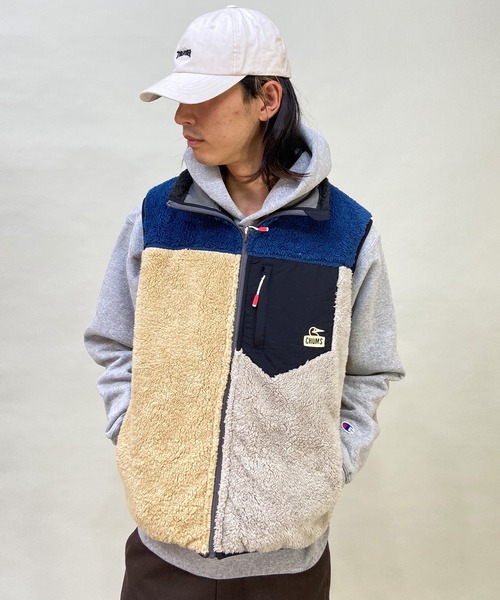 CHUMS(チャムス)の「CHUMS/チャムス ワンポイント ロゴ刺繍 ボンディングフリースベスト CH04-1278(ベスト・メンズ・ブラック/マルチ/グレー・M/L/XL)」の20枚目の写真