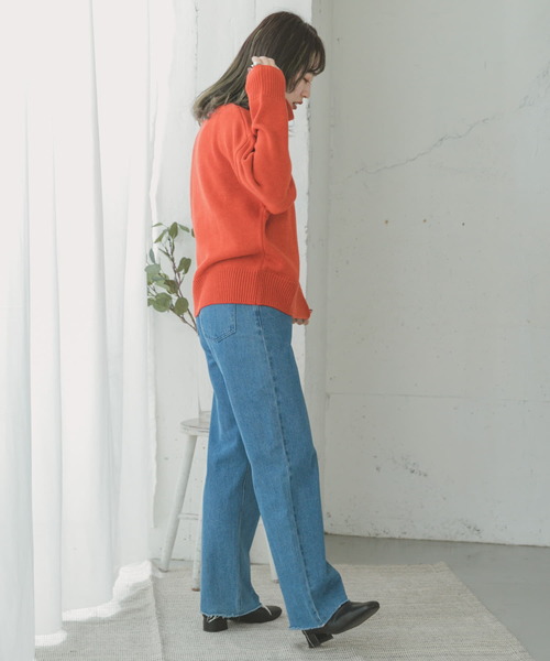 ITEMS URBANRESEARCH(アイテムズ アーバンリサーチ)の「タートルネックニットプルオーバー(ニット/セーター・レディース・オレンジ/オフホワイト/ネイビー・FREE)」の8枚目の写真