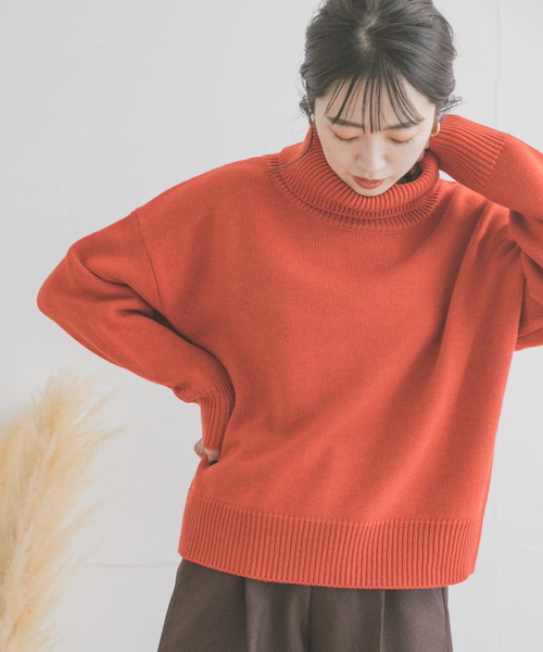 ITEMS URBANRESEARCH(アイテムズ アーバンリサーチ)の「タートルネックニットプルオーバー(ニット/セーター・レディース・オレンジ/オフホワイト/ネイビー・FREE)」の13枚目の写真