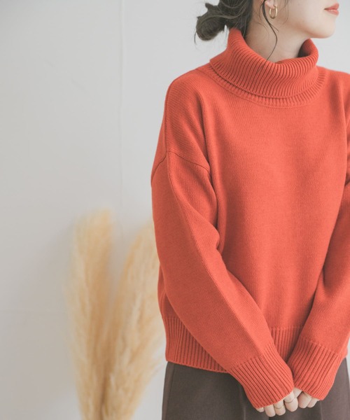 ITEMS URBANRESEARCH(アイテムズ アーバンリサーチ)の「タートルネックニットプルオーバー(ニット/セーター・レディース・オレンジ/オフホワイト/ネイビー・FREE)」の15枚目の写真