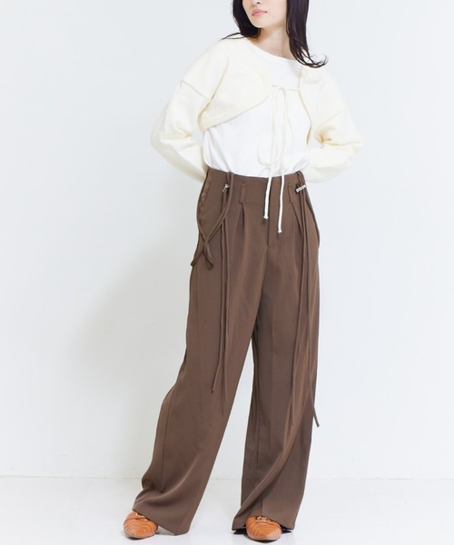 solleim（ソルレム）の「フロントリボンショートボレロカーディガン（カーディガン/ボレロ・レディース・ブラック/アイボリー・M）」の7枚目の写真