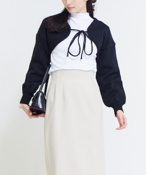 solleim（ソルレム）の「フロントリボンショートボレロカーディガン（カーディガン/ボレロ・レディース・ブラック/アイボリー・M）」の12枚目の写真