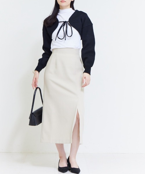 solleim（ソルレム）の「フロントリボンショートボレロカーディガン（カーディガン/ボレロ・レディース・ブラック/アイボリー・M）」の13枚目の写真