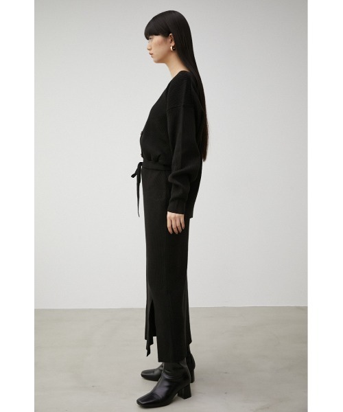 AZUL by moussy（アズールバイマウジー）の「FRONT BUTTON BLOUSING RIB OP/フロントボタンブラウジングリブワンピース（ワンピース・レディース・ダークベージュ/ブラック/カーキ/ボルドー・SMALL/MEDIUM）」の8枚目の写真