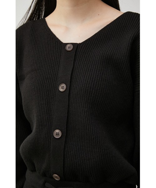 AZUL by moussy（アズールバイマウジー）の「FRONT BUTTON BLOUSING RIB OP/フロントボタンブラウジングリブワンピース（ワンピース・レディース・ダークベージュ/ブラック/カーキ/ボルドー・SMALL/MEDIUM）」の10枚目の写真