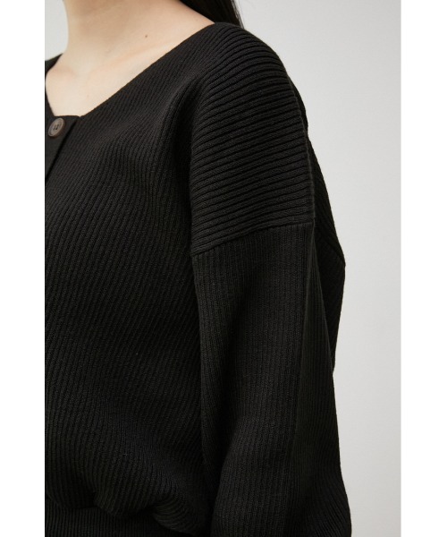 AZUL by moussy（アズールバイマウジー）の「FRONT BUTTON BLOUSING RIB OP/フロントボタンブラウジングリブワンピース（ワンピース・レディース・ダークベージュ/ブラック/カーキ/ボルドー・SMALL/MEDIUM）」の11枚目の写真