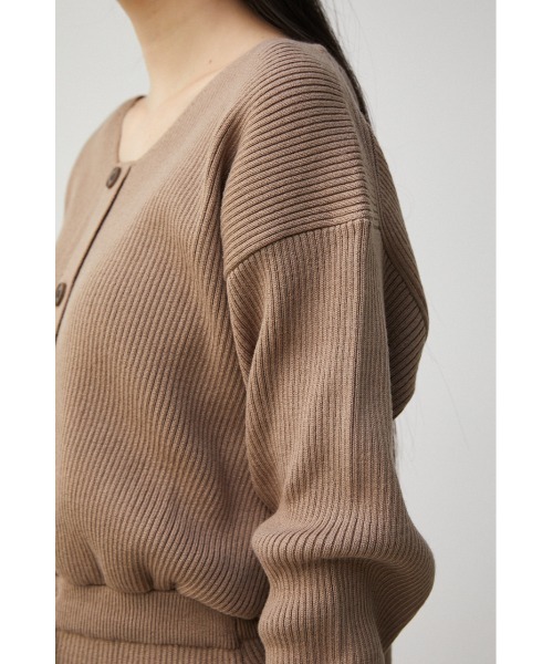 AZUL by moussy（アズールバイマウジー）の「FRONT BUTTON BLOUSING RIB OP/フロントボタンブラウジングリブワンピース（ワンピース・レディース・ダークベージュ/ブラック/カーキ/ボルドー・SMALL/MEDIUM）」の20枚目の写真