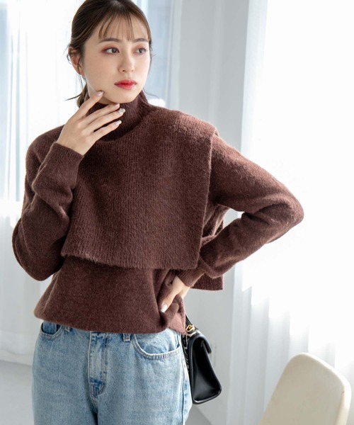 fifth（フィフス）の「【スタイリストレコメンド】2wayレイヤードニット（ニット/セーター・レディース・ホワイト/ブラウン/グレー/ブラック・M）」の4枚目の写真