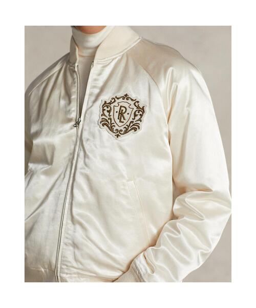 POLO RALPH LAUREN（ポロ ラルフ ローレン）の「ロゴ & クレスト サテン ボンバー ジャケット（MA-1・レディース・ナチュラル・L/M/S/XS/XXS）」の5枚目の写真