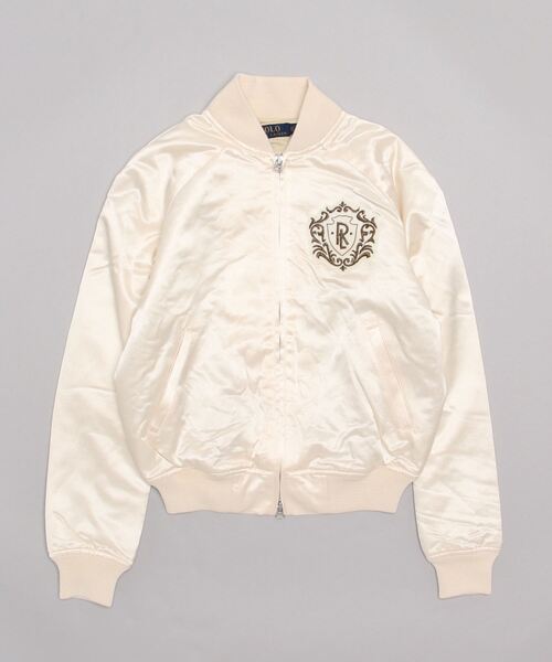 POLO RALPH LAUREN（ポロ ラルフ ローレン）の「ロゴ & クレスト サテン ボンバー ジャケット（MA-1・レディース・ナチュラル・L/M/S/XS/XXS）」の6枚目の写真