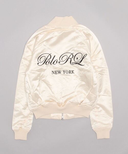 POLO RALPH LAUREN（ポロ ラルフ ローレン）の「ロゴ & クレスト サテン ボンバー ジャケット（MA-1・レディース・ナチュラル・L/M/S/XS/XXS）」の7枚目の写真