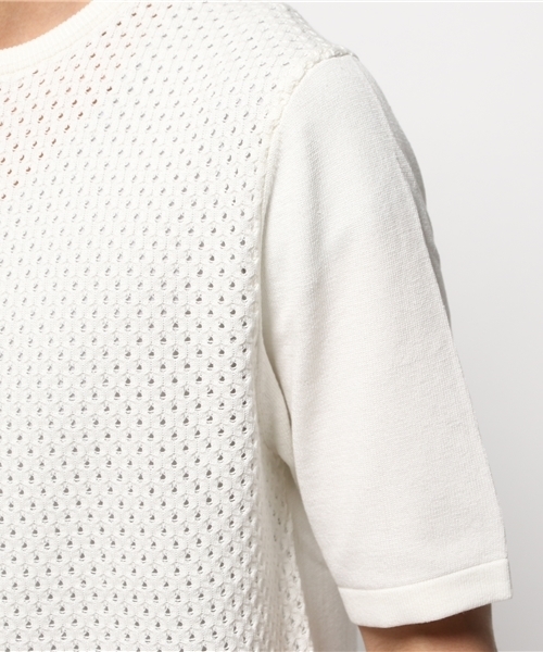 EDIFICE（エディフィス）の「◇ケーブルメッシュクルーネック S/S（ニット/セーター・メンズ・チャコールグレー/ホワイト/グリーン/ネイビー・48/46/44）」の10枚目の写真