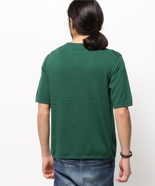 EDIFICE（エディフィス）の「◇ケーブルメッシュクルーネック S/S（ニット/セーター・メンズ・チャコールグレー/ホワイト/グリーン/ネイビー・48/46/44）」の14枚目の写真