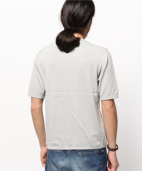 EDIFICE（エディフィス）の「◇ケーブルメッシュクルーネック S/S（ニット/セーター・メンズ・チャコールグレー/ホワイト/グリーン/ネイビー・48/46/44）」の8枚目の写真