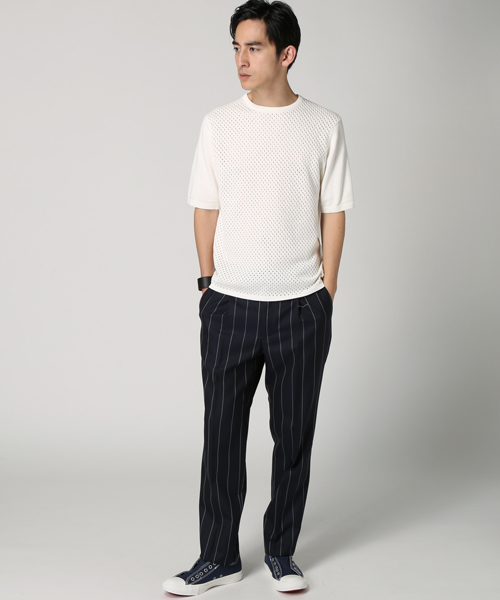 EDIFICE（エディフィス）の「◇ケーブルメッシュクルーネック S/S（ニット/セーター・メンズ・チャコールグレー/ホワイト/グリーン/ネイビー・48/46/44）」の18枚目の写真