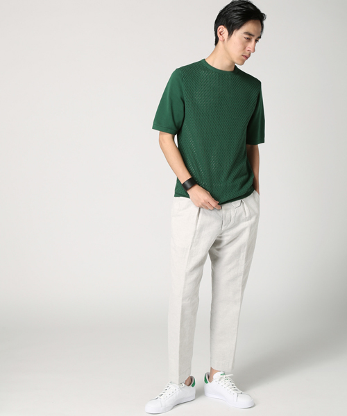 EDIFICE（エディフィス）の「◇ケーブルメッシュクルーネック S/S（ニット/セーター・メンズ・チャコールグレー/ホワイト/グリーン/ネイビー・48/46/44）」の19枚目の写真