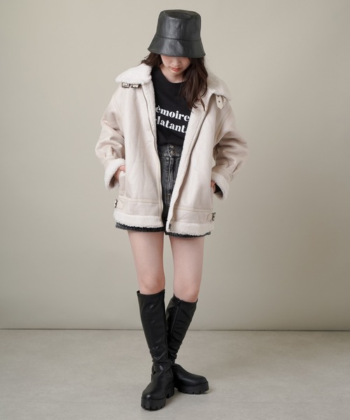 SPINNS(スピンズ)の「フェイクレザー つば下バケットハット(ハット・レディース・ブラウン/ブラック/アイボリー・ONESIZE)」の8枚目の写真