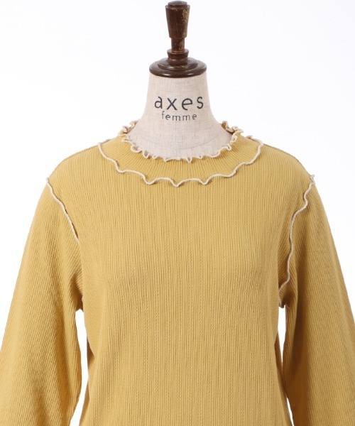 axes femme(アクシーズファム)の「バイカラーメロー袖レースプルオーバー(Tシャツ/カットソー・レディース・ブラック/グリーン/オレンジ/キナリ/イエロー/ブルー・FREE)」の22枚目の写真