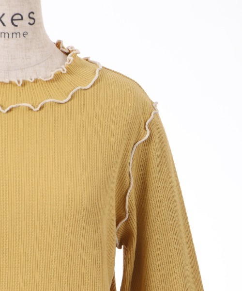 axes femme(アクシーズファム)の「バイカラーメロー袖レースプルオーバー(Tシャツ/カットソー・レディース・ブラック/グリーン/オレンジ/キナリ/イエロー/ブルー・FREE)」の19枚目の写真