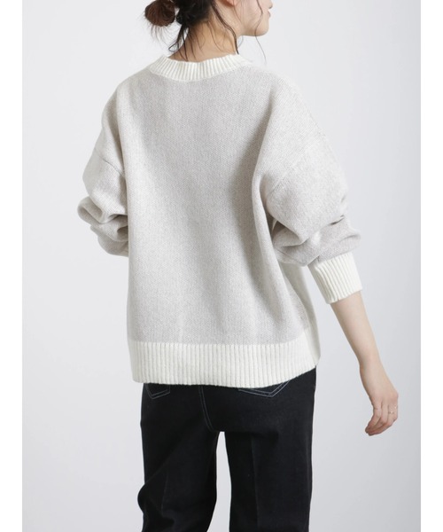 Samansa Mos2 blue（サマンサモスモスブルー）の「ジャカードロゴニットプルオーバー（ニット/セーター・レディース・オフホワイト/チャコール/ベージュ・ﾌﾘ-）」の17枚目の写真