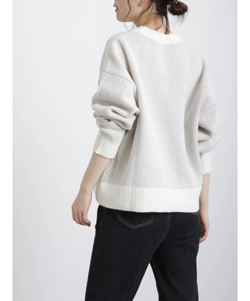 Samansa Mos2 blue（サマンサモスモスブルー）の「ジャカードロゴニットプルオーバー（ニット/セーター・レディース・オフホワイト/チャコール/ベージュ・ﾌﾘ-）」の18枚目の写真