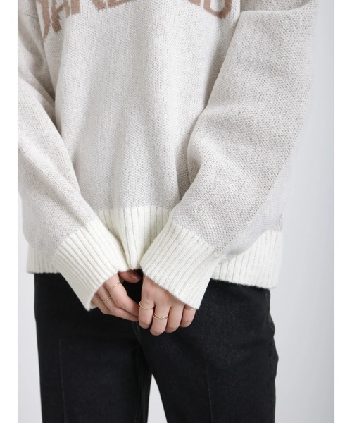 Samansa Mos2 blue（サマンサモスモスブルー）の「ジャカードロゴニットプルオーバー（ニット/セーター・レディース・オフホワイト/チャコール/ベージュ・ﾌﾘ-）」の21枚目の写真