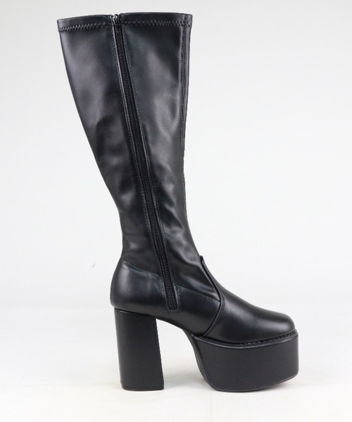 LOVEHUNTER(ラブハンター)の「LOVEHUNTER / スクエアトゥ 厚底 フロントバルキーソール ストレッチロングブーツ 10.5cmヒール (1585)(ブーツ・レディース・ブラック/アイボリー/ブラック系その他・S/M/L/LL/SS/3L)」の11枚目の写真