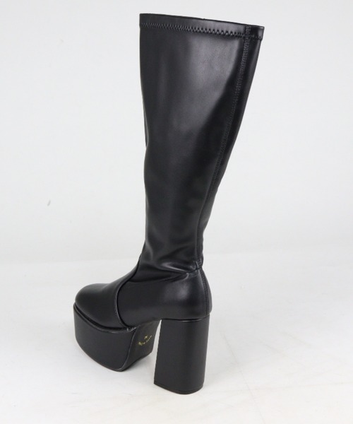 LOVEHUNTER(ラブハンター)の「LOVEHUNTER / スクエアトゥ 厚底 フロントバルキーソール ストレッチロングブーツ 10.5cmヒール (1585)(ブーツ・レディース・ブラック/アイボリー/ブラック系その他・S/M/L/LL/SS/3L)」の7枚目の写真