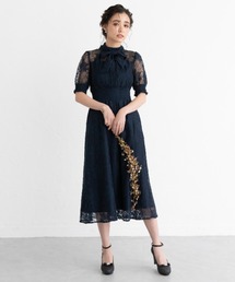 バックリボンシャーリングレース2WAYドレス