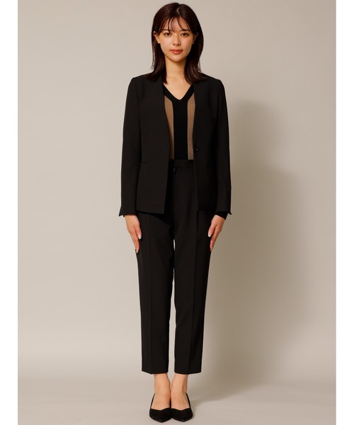 ウールライクストレッチタックパンツ