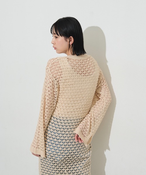 Aunt Marie's(アントマリーズ)の「メッシュ編みロングワンピース(ワンピース・レディース・アイボリー/ブラック/グリーン・FREE)」の13枚目の写真