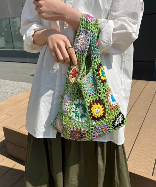 CLEA(クレア)の「【全5色】フラワークロシェトートミニバッグ(トートバッグ・レディース・ブラック/パープル/ブルー/グリーン/アイボリー・FREE)」の15枚目の写真