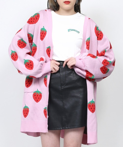 PUNYUS（プニュズ）の「フード柄ロングニットカーディガン（カーディガン/ボレロ・レディース・ブラック/ブラック系その他/グリーン/ピンク・3/4）」の7枚目の写真