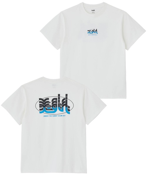 X-girl（エックスガール）の「HORIZON MILLS LOGO S/S TEE（Tシャツ/カットソー・レディース・ブラック/ホワイト/オレンジ・S/M/L/XL）」の2枚目の写真