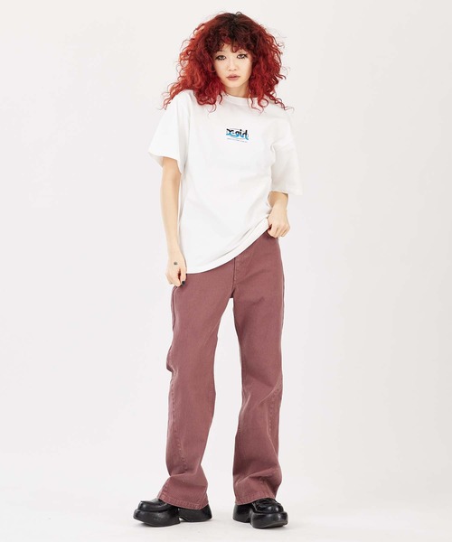 X-girl（エックスガール）の「HORIZON MILLS LOGO S/S TEE（Tシャツ/カットソー・レディース・ブラック/ホワイト/オレンジ・S/M/L/XL）」の13枚目の写真