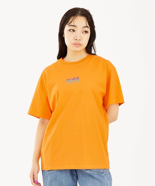 X-girl（エックスガール）の「HORIZON MILLS LOGO S/S TEE（Tシャツ/カットソー・レディース・ブラック/ホワイト/オレンジ・S/M/L/XL）」の14枚目の写真