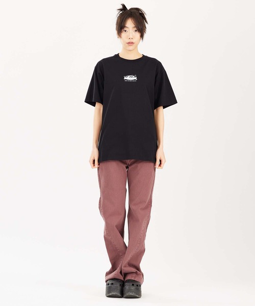 X-girl（エックスガール）の「HORIZON MILLS LOGO S/S TEE（Tシャツ/カットソー・レディース・ブラック/ホワイト/オレンジ・S/M/L/XL）」の19枚目の写真