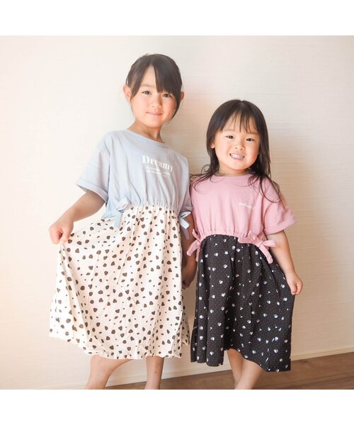 apres les cours（アプレレクール）の「3柄ロゴドッキングワンピース（ワンピース・キッズ・サックスブルー/ピンク/オフホワイト・140/130/110/100/80/120/90）」の19枚目の写真
